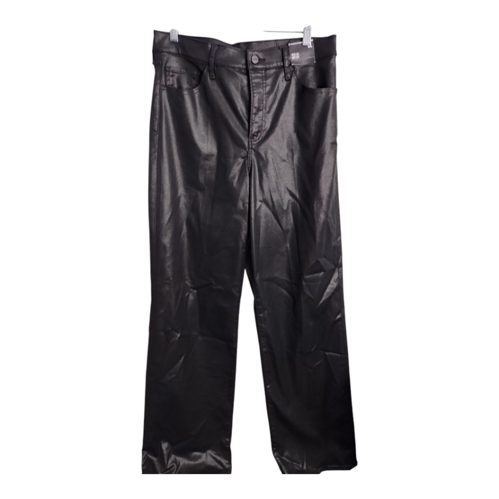 Express Coated Black High Rise Wide Leg Office Party Festival Career Pants 10Lng